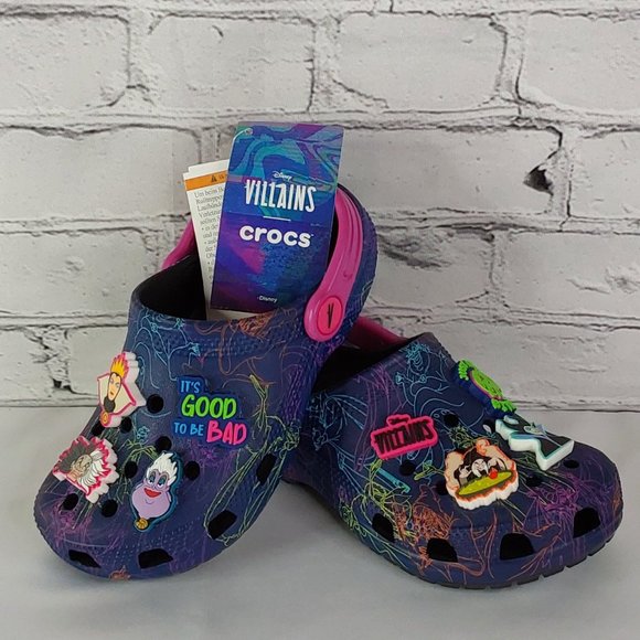 'CROCS' 'DISNEY VILLAINS'  LIMITED EDITION 'JIBBITZ' SLIP-ON CLASSIC CLOG SLIDES - Picture 2 of 16